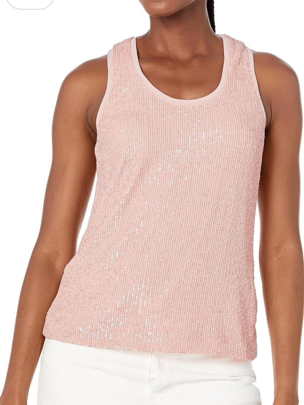 Trina Turk Sequin Tank Top Blush Pink Sleeveless Shimmer Medium NWT